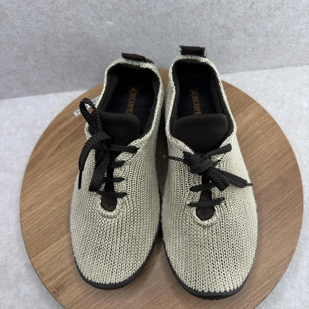 Arcopedico Shoes Womens Size 6.5 37 Beige Knit‎ Comfort Walking Sneakers Casual